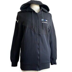 PUMA BMW M Motorsport Hoodie Jacket Size Small Black Full Zip Quilted Panels